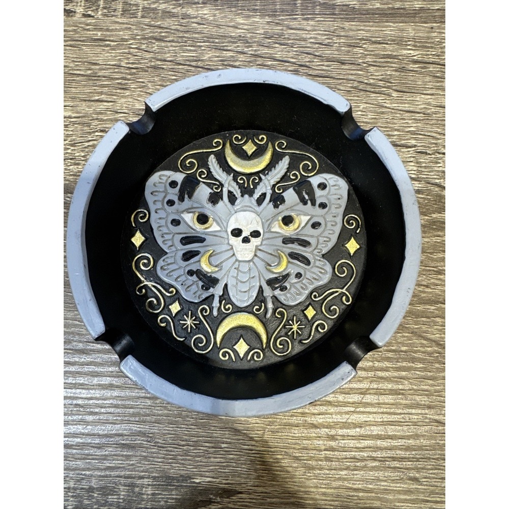 Skull in Butterfly Ashtray RARE  HTF Unique